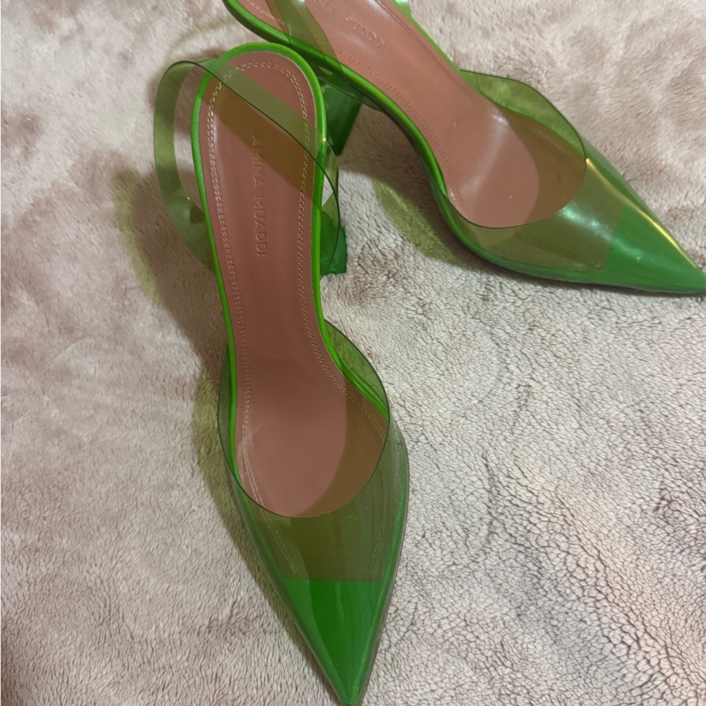 Amina Muaddi Holli Glass PVC slingback pumps - Picture 2 of 12